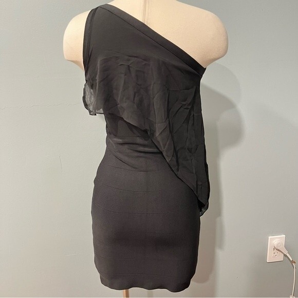 Bebe Black One Shoulder Bodycon Dress Size Small - Picture 4 of 6